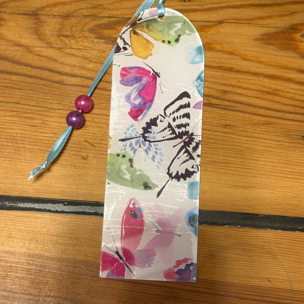Colorful Butterfly Bookmark with Beaded Ribbon